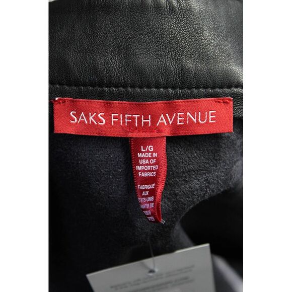 Red Saks Fifth Avenue Womens Vegan Leather Button Down A Line Skirt Black Size L - Picture 4 of 6